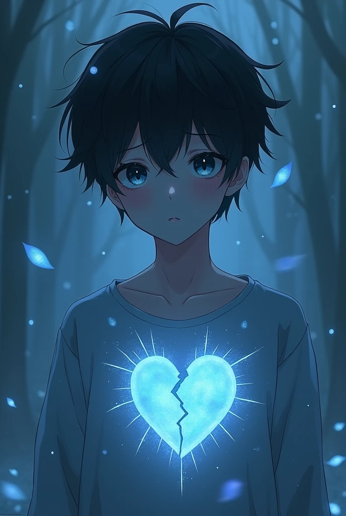 Anime boy sad glow effect dp blue colour glow broken heart 