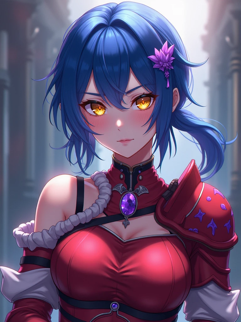 blend skin,huge breasts,blue eyes,bikini,smile,two tone hair,blue hair tip,woman,detailed eyes,normal hands,delicate face.
