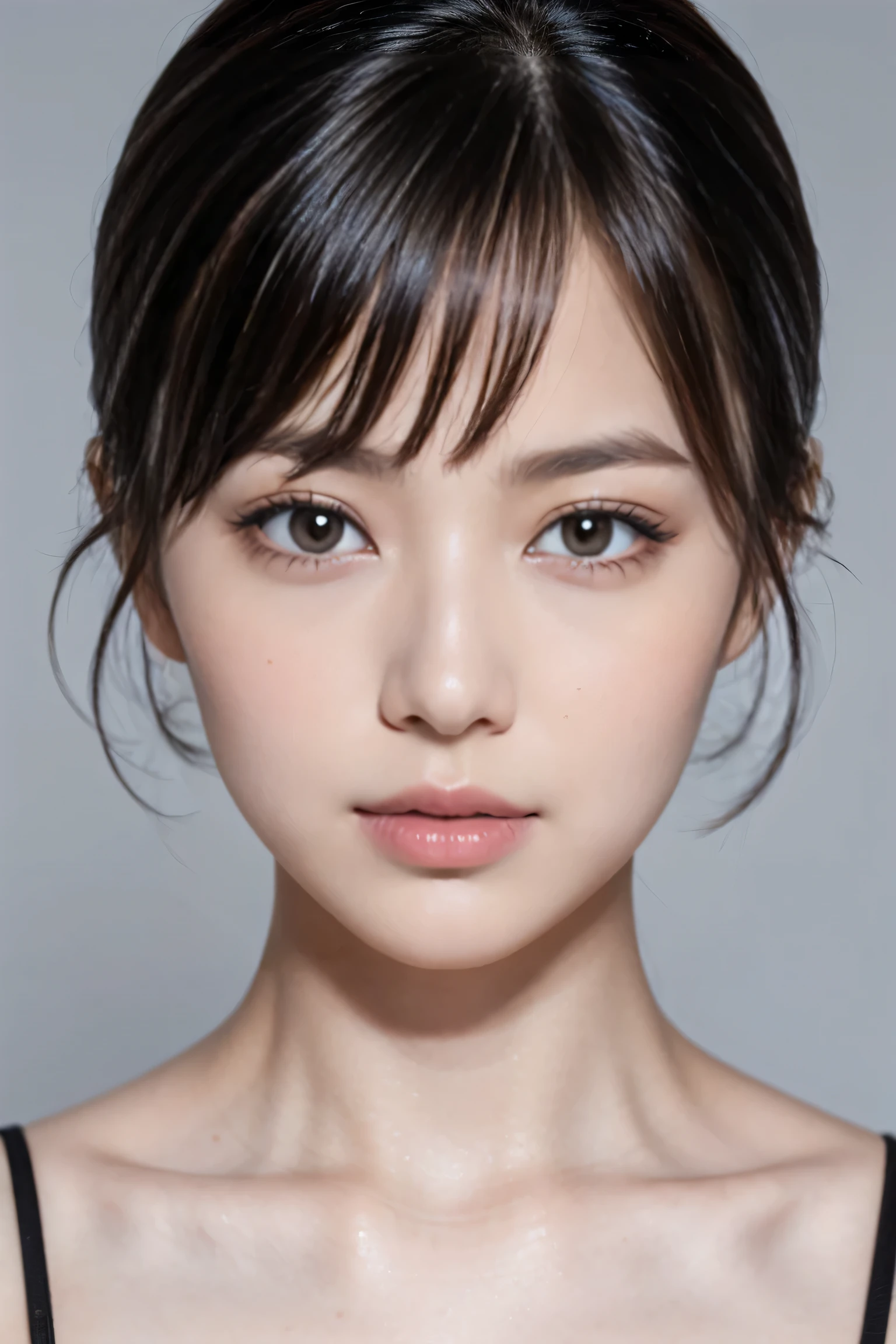 ８ｋ、High resolution、Maid Fashion、beautiful girl、{{bangs:1.ung、White skin,、Narrow eyes,High nose,Face lighting、Clear images、Intellectual beauty、skinny、No makeup、Anxious expression、Face lighting,Shiny Hair、single eyelid,blue eyes