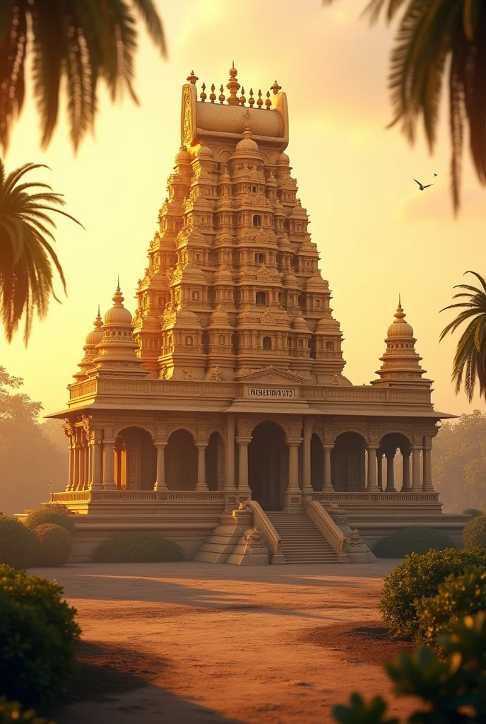 Rameshwaram original temple in tamil nadu gold colour afternoon view