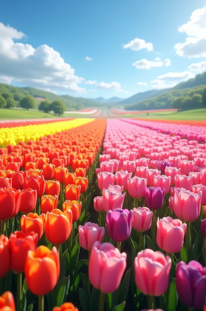 Field of tulip flowers