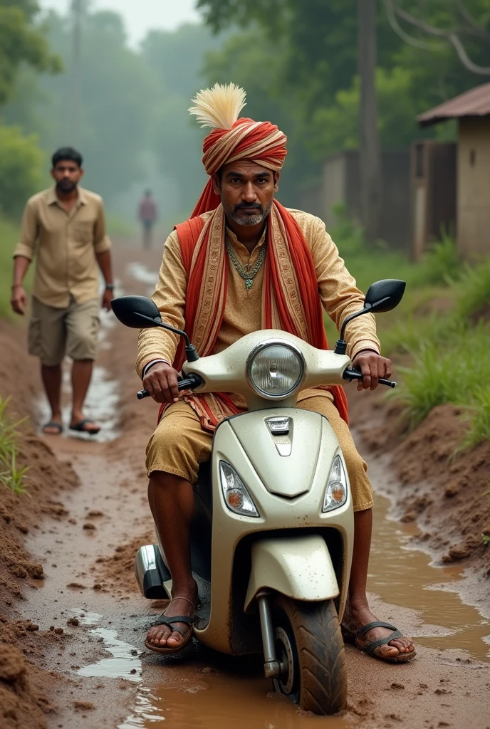 Ek ladka hai jisne apni shaadi ki sherwani pahani hai vah dekhta hai ki uncle ka scooter kichad mein fas gaya hai to vah uncle ki help Karta hai piche se dhak kar deta hai ki jad se nikaalne ke liye kuchh rakho