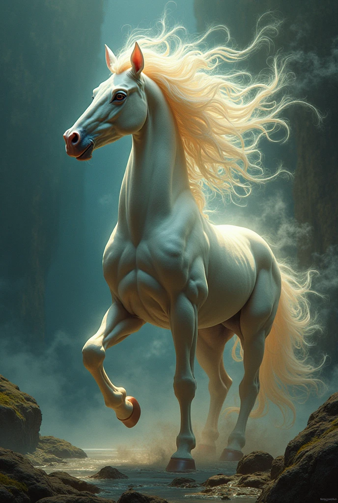 Centaur with upper and lower body in the process of combining