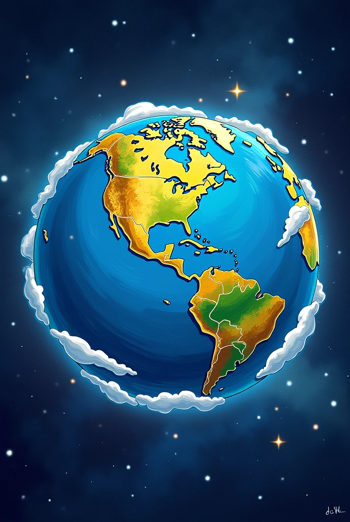 create A drawn aesthetic planet earth