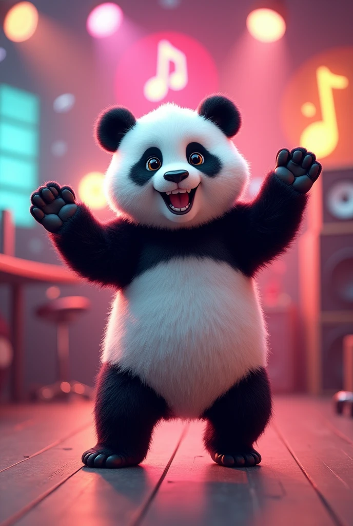 panda was dancing in the studio music his very cute reality