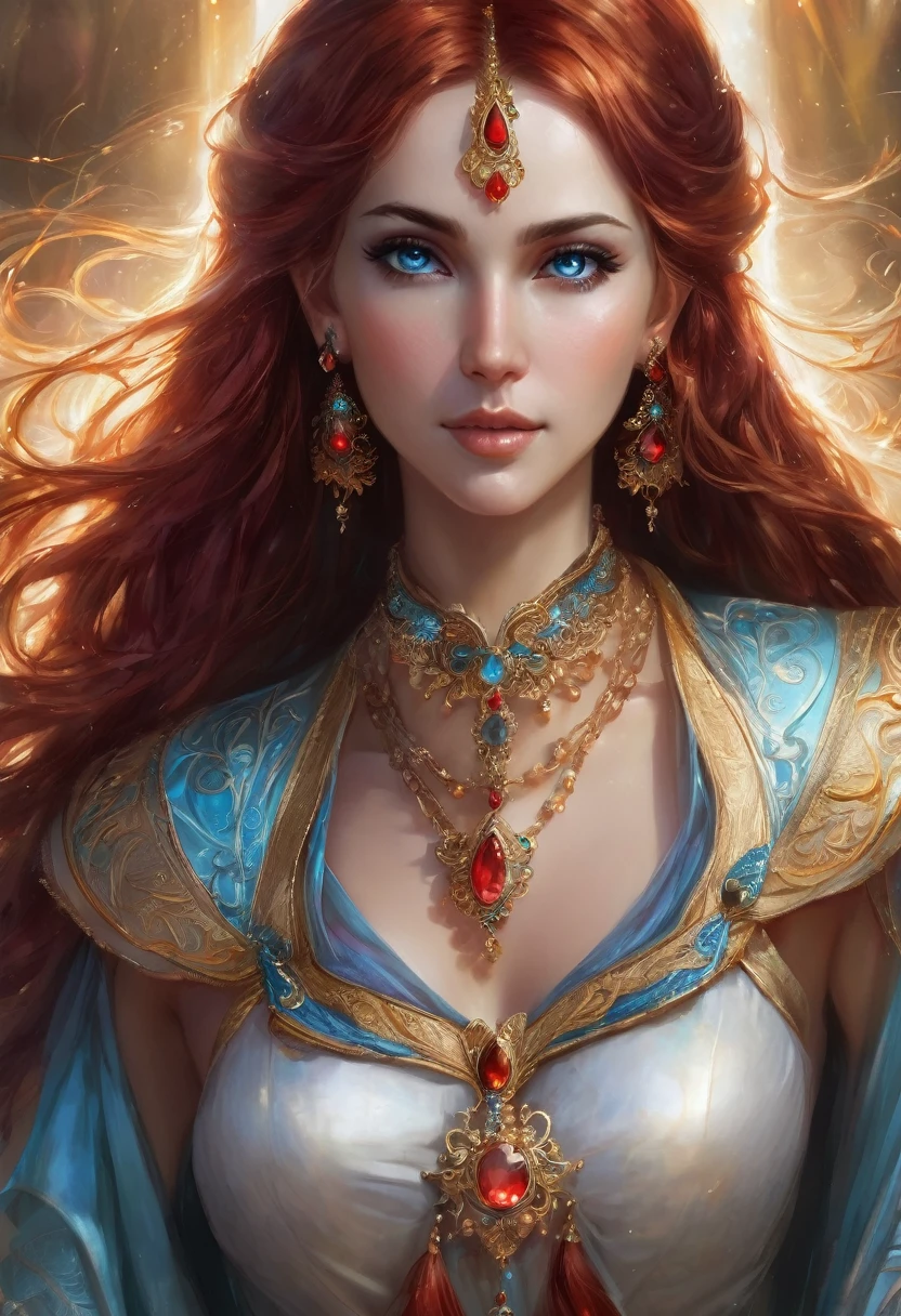 (masterpiece:1.3),beautiful face, full and sexy body, sexy hips, (realistic face), (Red hair, Long hair:1.3), beautiful hairstyle, realistic eyes, beautiful detailed eyes, (Realistic skin), beautiful skin, detailed face, detailed eyes, beautiful, (elf woman, Dark, Madura))), (light blue aquamarine eyes), (((wearing a delicate red gemstone earring))), (Wearing a shiny moonstone necklace necklace), eyelash, ( usando arMadura sexy), whole lip, blushing lascivious face, [janet], [Alicia], "Beautiful adult face" , 30 years , mujer Madura , adult,(dark fantasy), absurdities, attractive, ultra high resolution, ultra realistic, Very detailed, golden ratio, (elder ring style), (carries a sword of light)