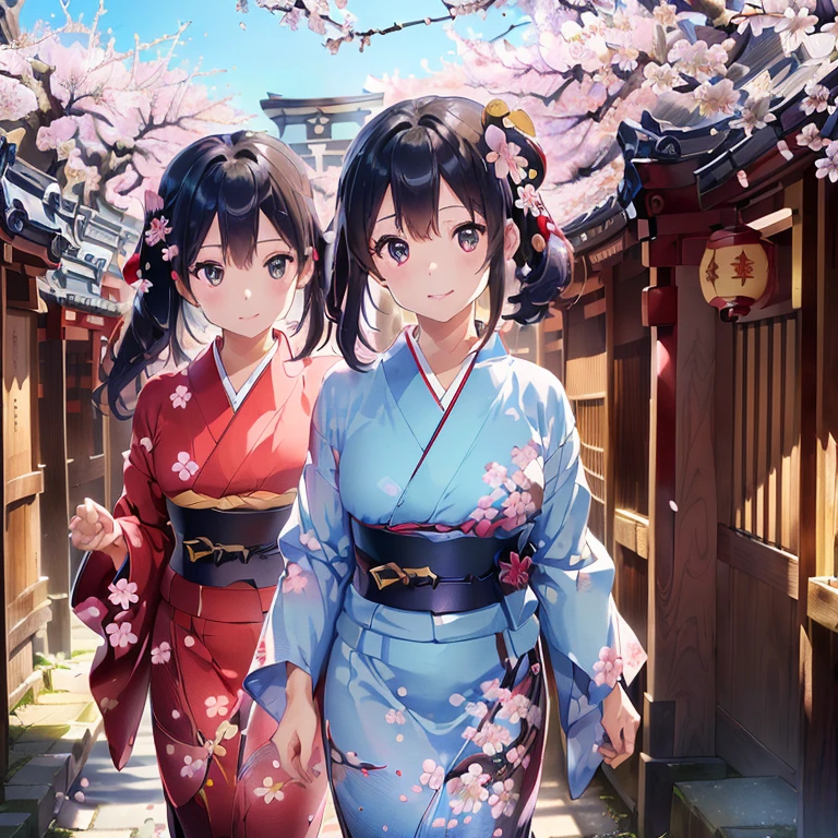 (Create photorealistic masterpieces with 16K resolution, Set HDR level to 1.3, Absolute clarity of resolution:1. Fine Detail setting 1 for ultra-detailed perfection.1. Professional color grading、Realizing beautiful cinematic images。.),
break
(Beautiful girls in kimonos walking along the cherry blossom-lined streets of Kamakura, The ancient capital of Japan.:1.6),
Perfect Anatomy, (Perfect Fingers, Perfect hands:0.8),
break
(The background is the cherry blossom lined streets of Kamakura, Highly detailed background:1.4), (Depth of written boundary:1.3),