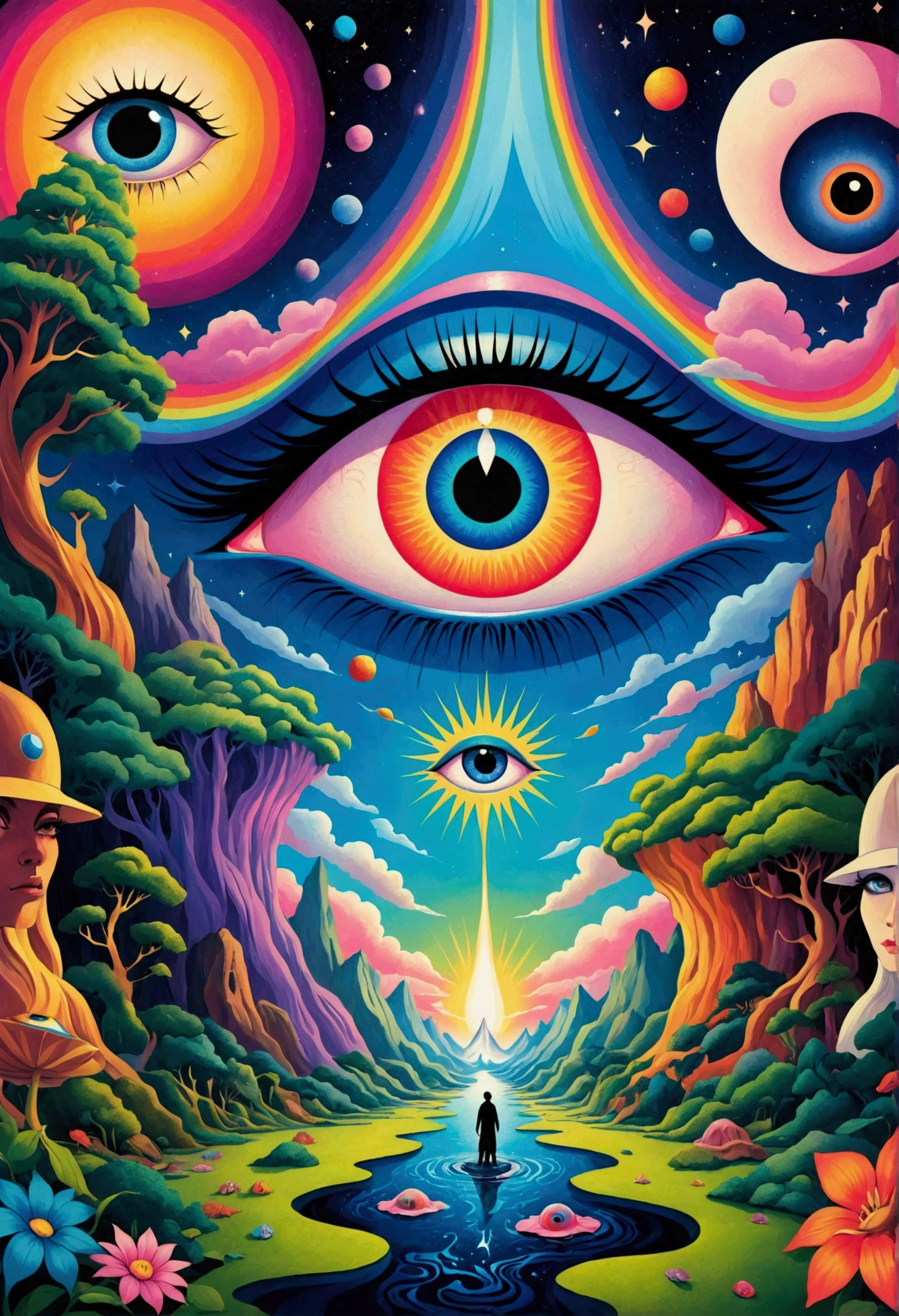 A colorful psychedelic eye,There is a tear in the center, Visionary Art Style, Psychedelic Art style, Psychedelic Art, Psychedelic Art品, The Third Eye, The Third Eye睛, Psychedelic Art, mystical The Third Eye睛, very trippy and abstract, the art of two eyes, Psychedelic illustration, Surreal psychedelic design, Psychedelic Surrealism Visual Art, Psychedelic Hip-Hop, Psychedelic surrealist art, Psychedelic Hip-Hop