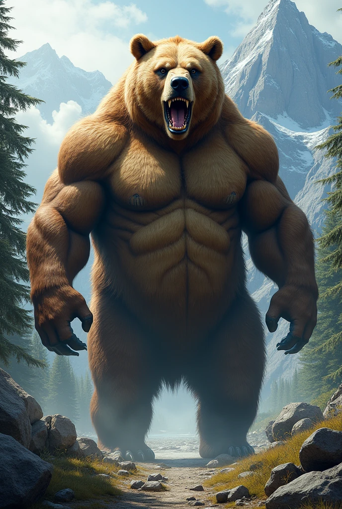Giant muscular body bear