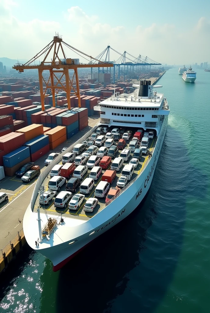A Cruise car ferry named MS Catbalogan at manila port loading cars