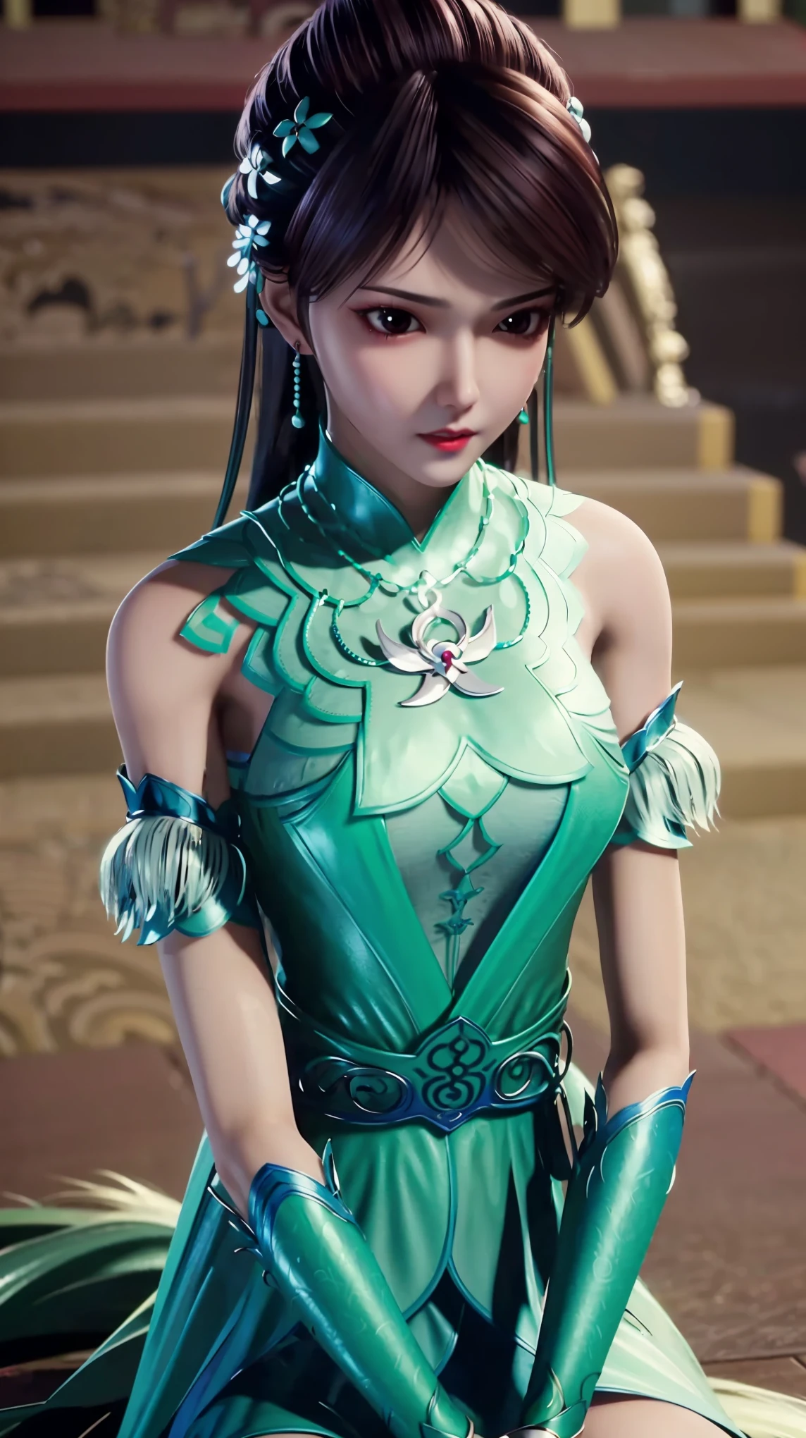 Close-up of a woman in a dress lying on a wooden floor, Japanese Goddess, Beautiful Chinese model, beautiful goddess, beautiful Asian girl, Sexy Girl, Fair, smooth and translucent skin, Chinese Girl, Asian girl, Attractive anime girl, Sexy pose, Beautiful fantasy queen, Beautiful and detailed body and face, Smooth white tights set, Light milky white porcelain skin