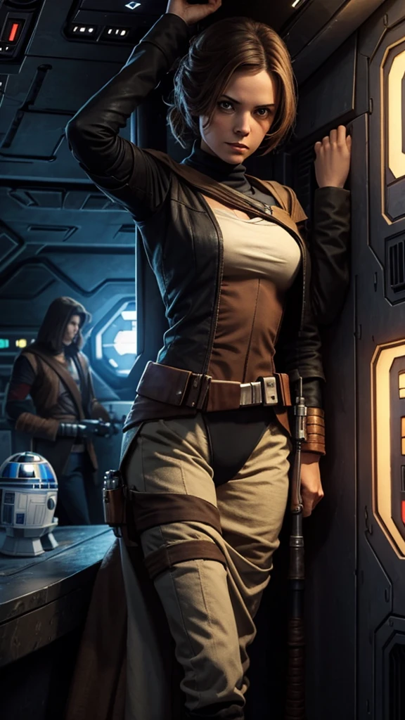 Starwars, cantina, slim, female, smuggler, ship captain, nautolan companion 