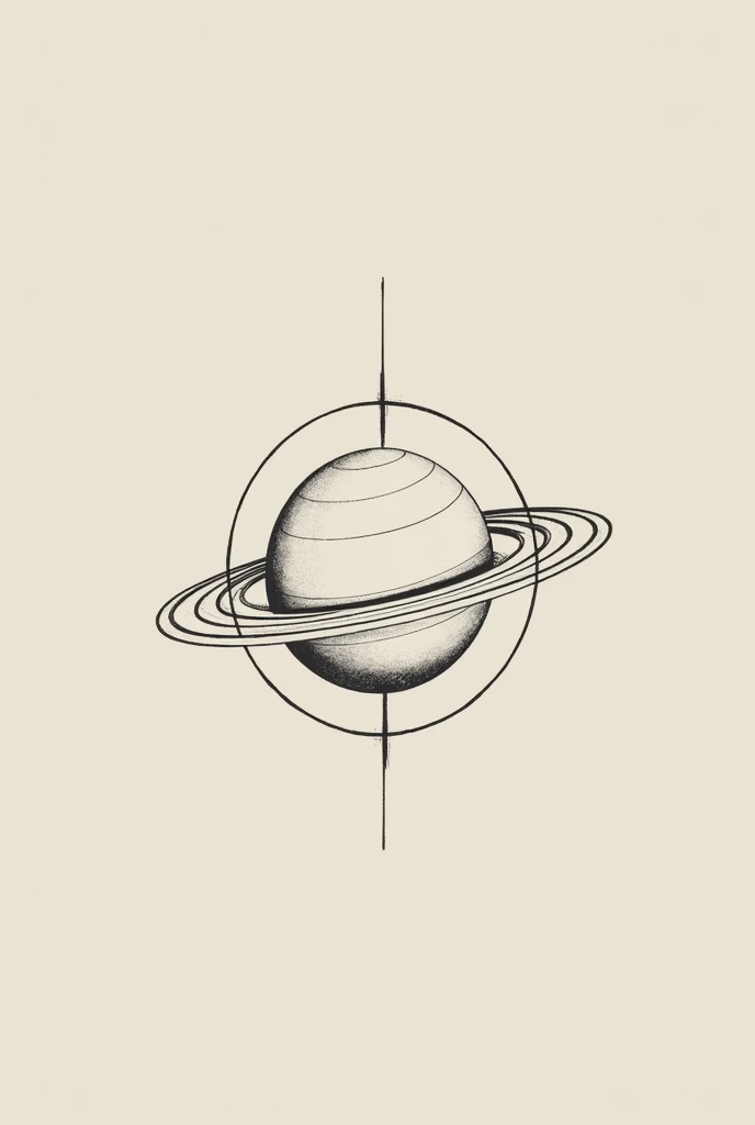 A small black line tattoo without shadows, of a saturn within the circle of saturn a scar as if from an operation