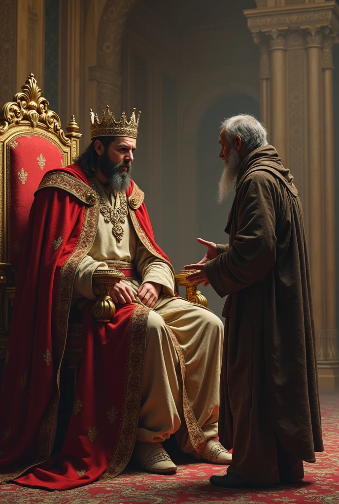 A king with beggar Saying Somethinh