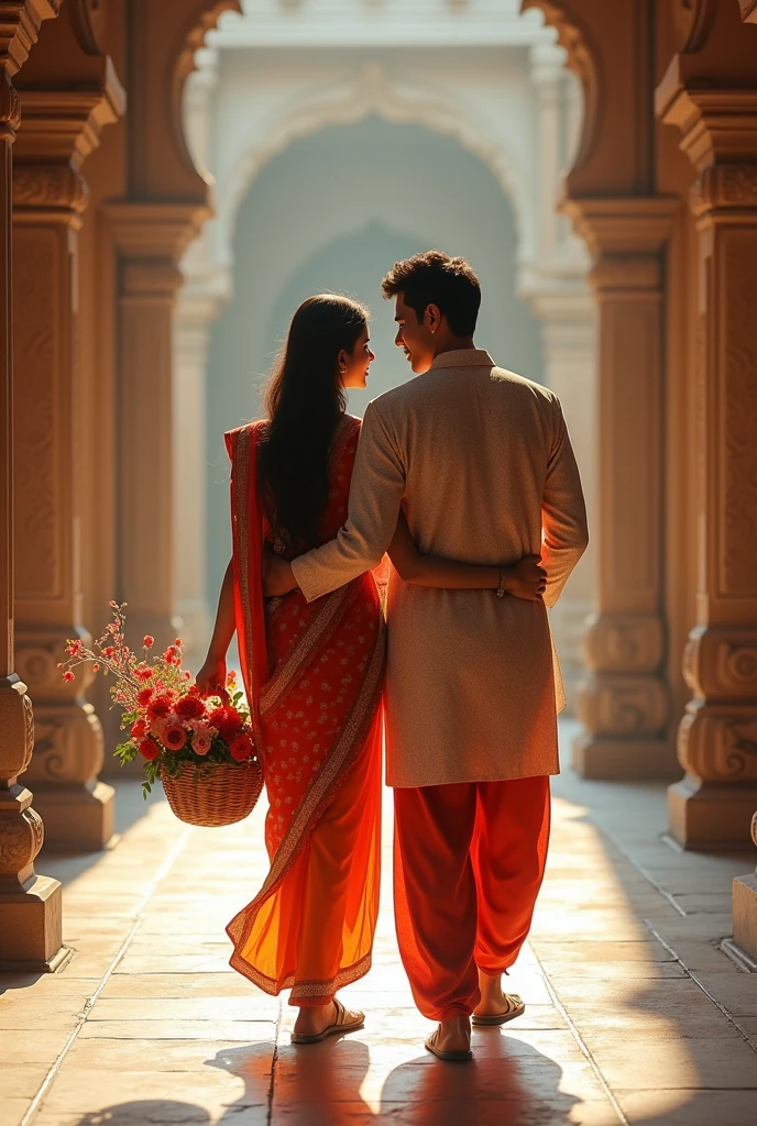 Brahmin couple romantic with cultural nepali dress