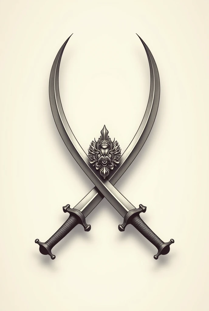 Crossword curved swords/scimitars insignia vector illustration