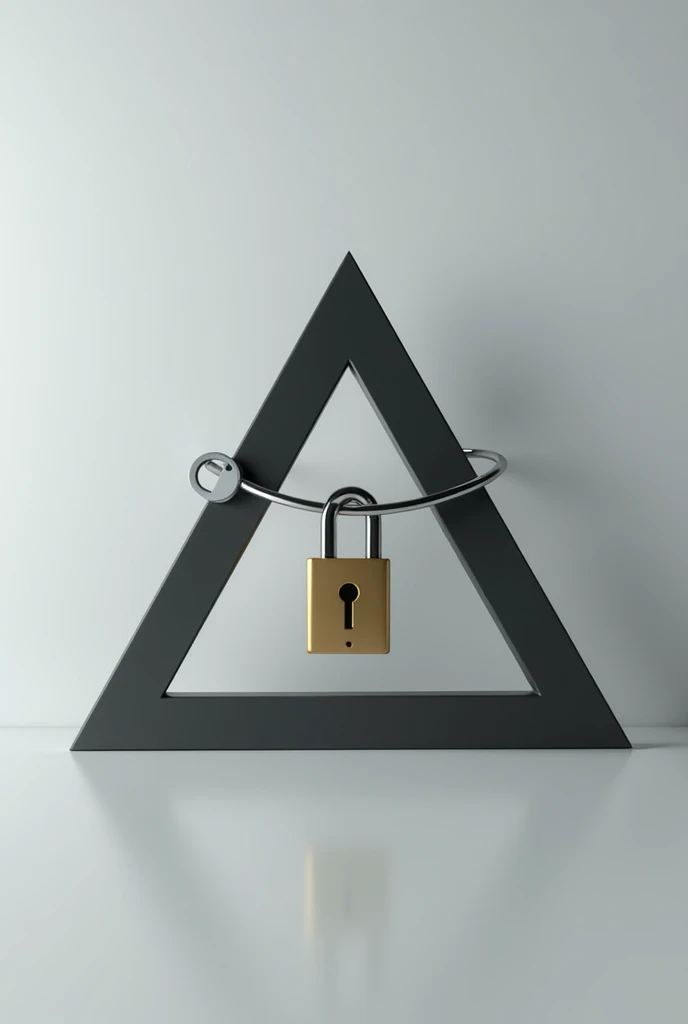 Triangle shape padlock with a key 