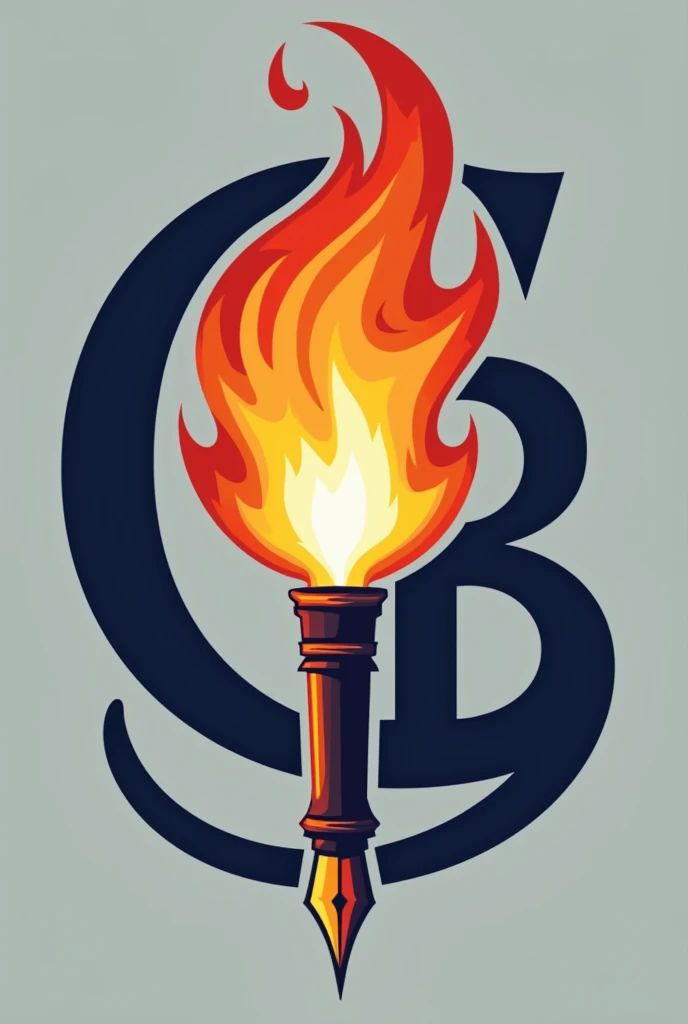 form the CLB into a flame. As in the flame will have an accent of CLB generate a campus journalism logo wherein the pen and flame will become a word CLB the L can be the pen and CB is the flame. Include also the name of the campus journal which is IGNITE