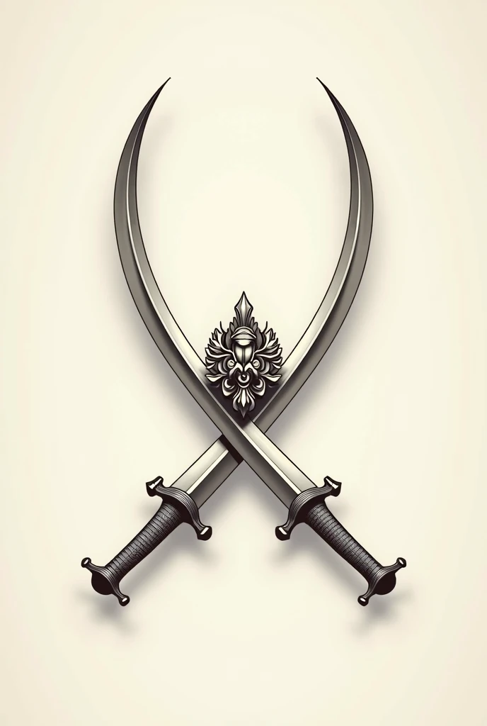 Crossword curved swords/scimitars insignia vector illustration