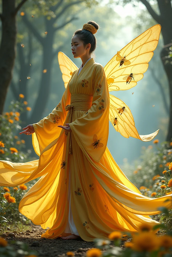 Bee girl in long dress in Korea 