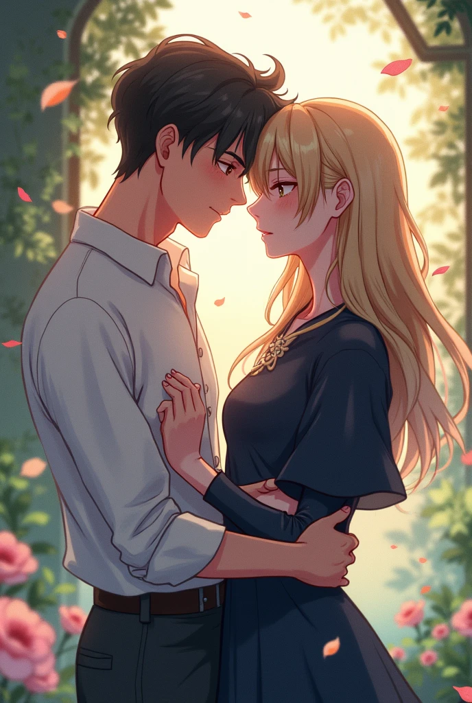 Two men kissing anime