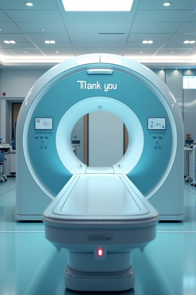 CT scan machine with the THANKYOU  written on it
