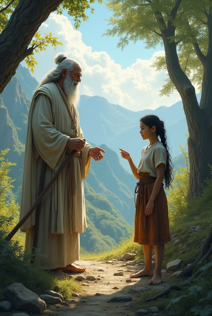 Master and his student met a traveler who was lost and hungry.