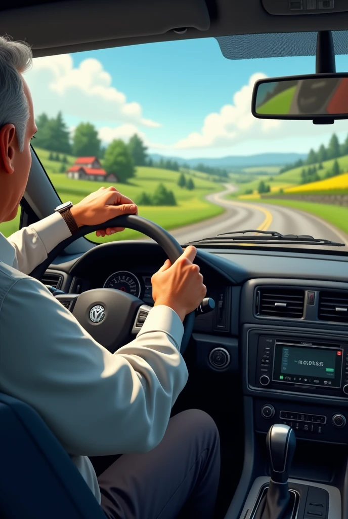 A man driving a car