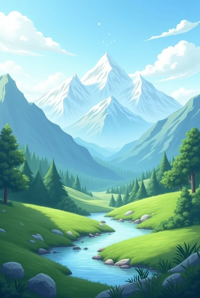 Wallpaper calm scene from mountains 
