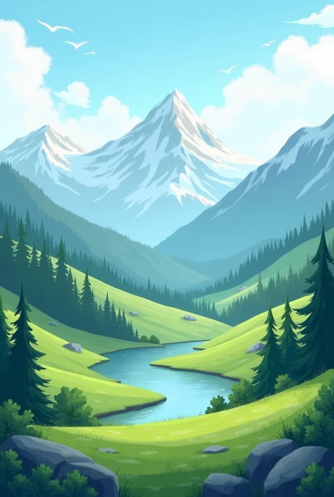 Wallpaper calm scene from mountains