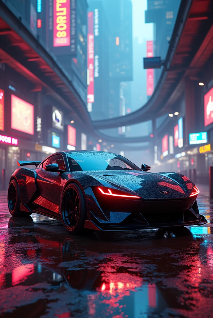 I20 and Scorpio car in black colour in cyberpunk background light neon
