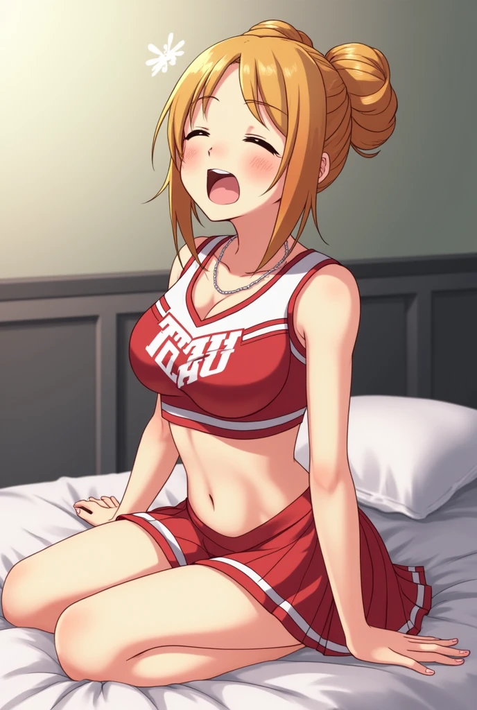 nsfw,Daiwa Scarlet \(umamusume\), \(umamusume\), umamusume,cheerleader, pom pom \(cheerleading\), pleated skirt,、Nikon RAW Photos、8 K、Fujifilm XT3、masterpiece、Highest quality、Super detailed、Bangs、Vaginal 、whole body、Completely naked、Climax、Only the chest area is exposed,Knitted sweater、Black underwear