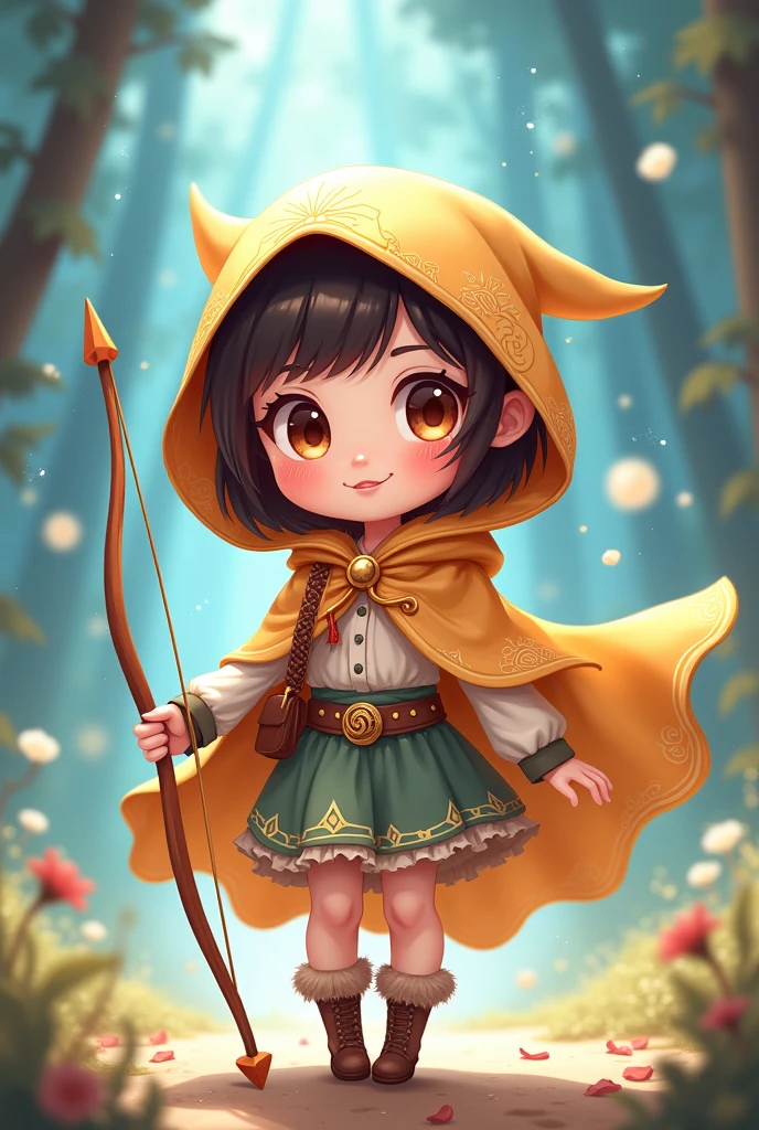 Cartoon anime mini character girl Sagittarius image costume Sagittarius walking stick