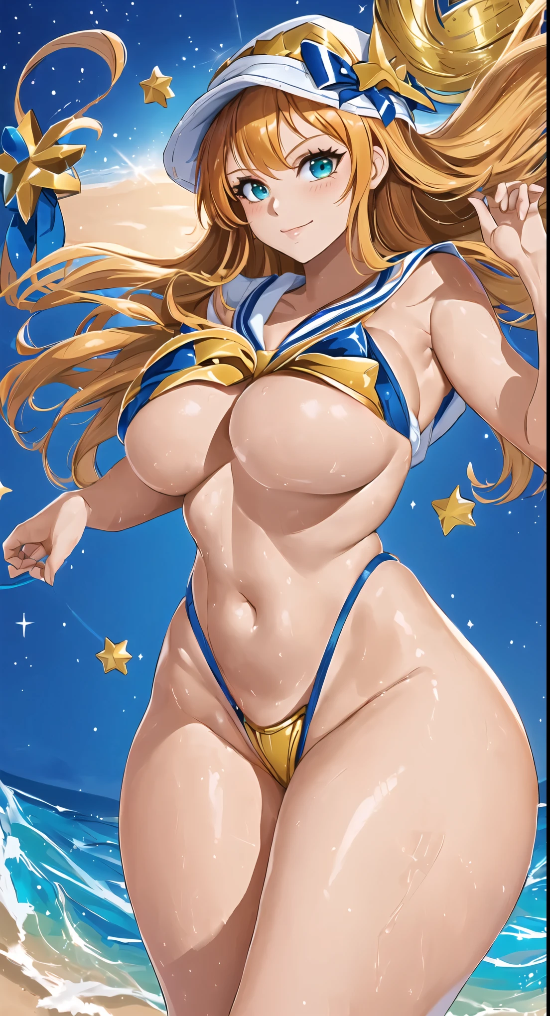 sailor girl in a  and hat with stars in the background, nami one piece, nami from one piece, nami, asuka suit under clothes!, lovely brigitte from overwatch, sexy-s 100, the sailor galaxia. beautiful, beautiful portrait of nami, miss fortune, glamorous angewoman digimon, full body zenkai! asuka suit