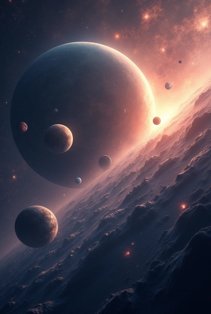 Image of space with planets and galaxies