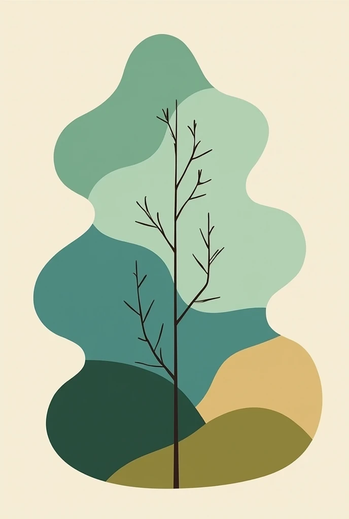 A puzzle of these 3 colors green, blue and brown, It can be a tree or anything simple with 9 or 12 pieces. Make the pieces of a puzzle with that drawing..