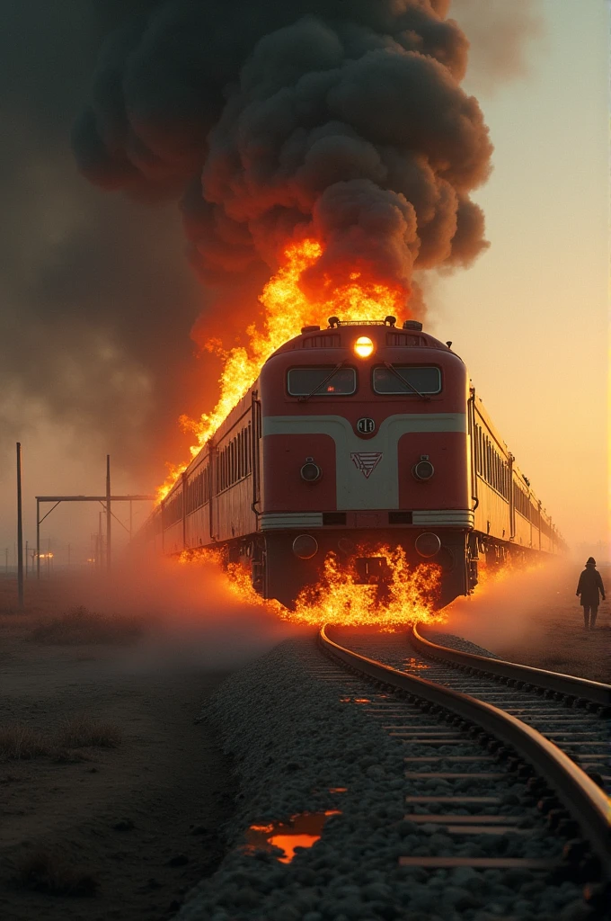 The burning train