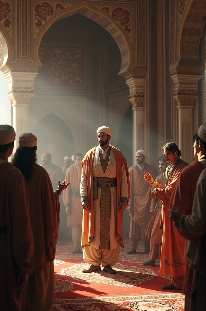 Image: Babur overseeing the reconstruction and administration of newly acquired territories, including the cities of Delhi and Agra. Depict scenes of diplomacy, building alliances, and integrating regional leaders. In dall e-3style