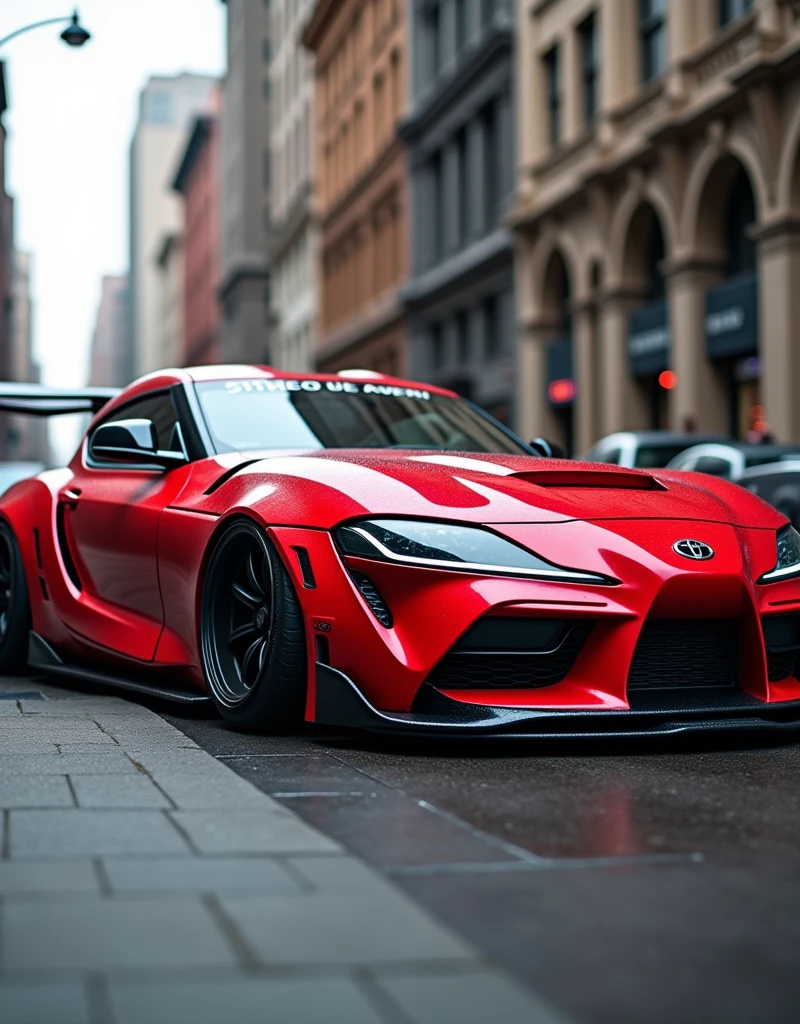 Modified red Toyota Supra 