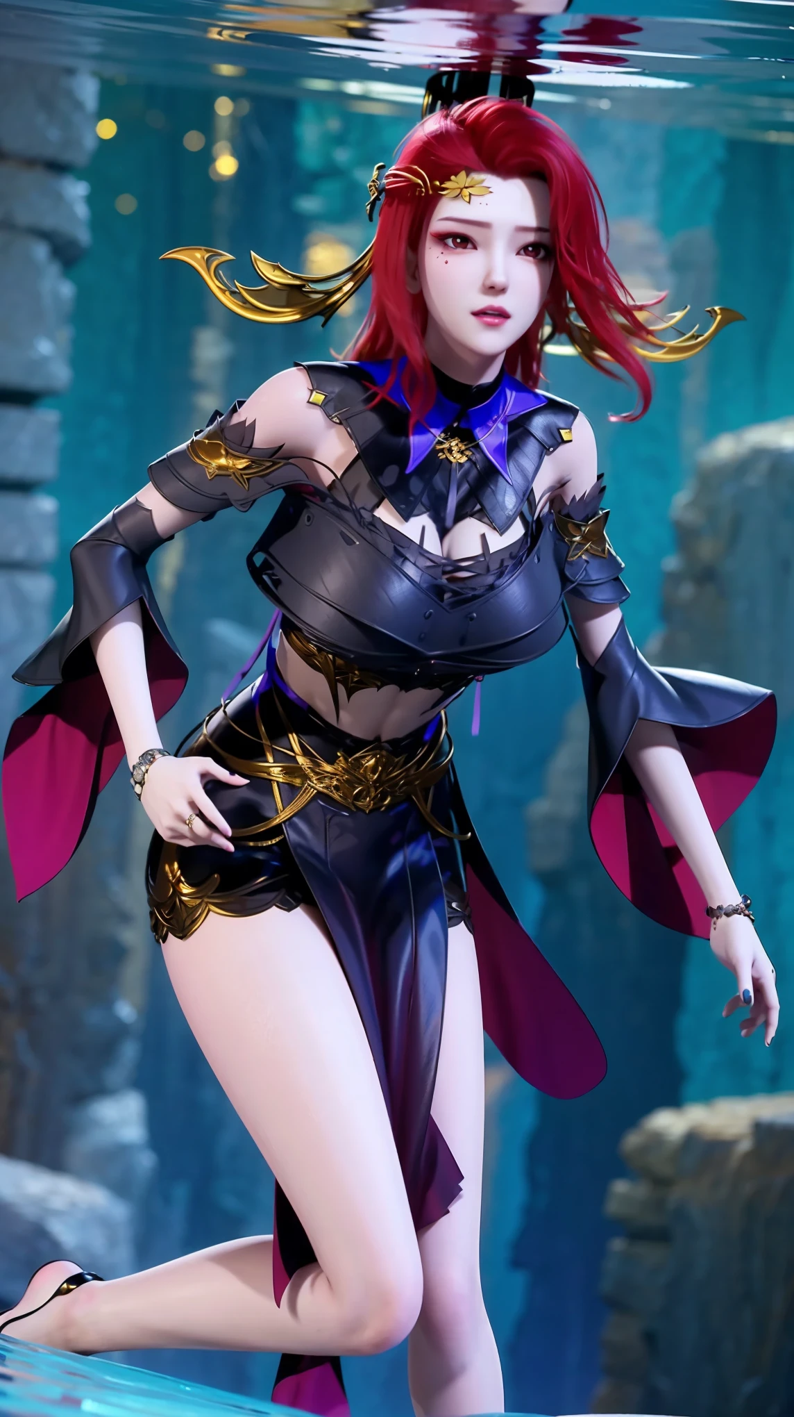 Color gradient translucent clothing,Blue pupils,lightblue hair