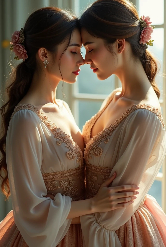 Women wearing blouse and peticoat with deep navel