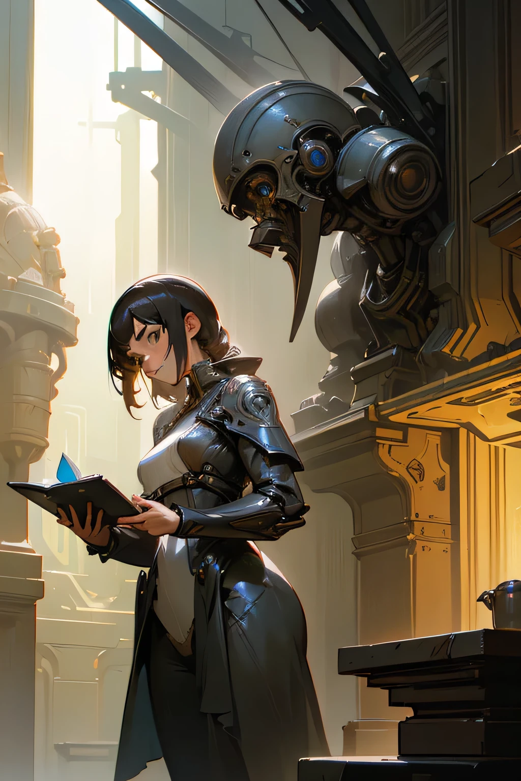 female face, female, a rugged young engineer with cybernetic enhancements,  intricate, elegant, highly detailed, digital painting, artstation, concept art, smooth, sharp focus, illustration, art by h r giger and greg rutkowski and alphonse mucha, beautiful dramatic lighting