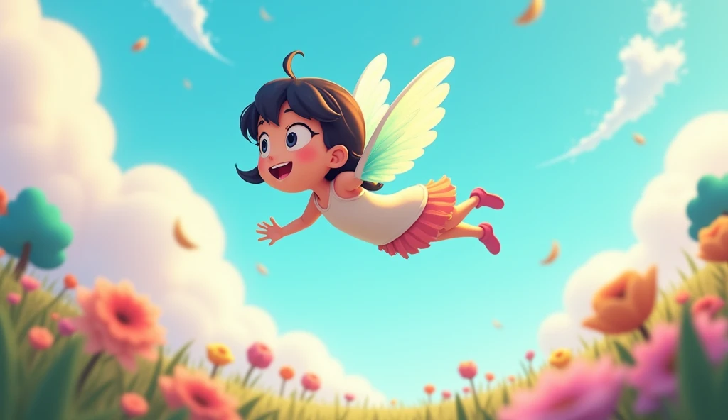 3d cartoon anime ; With a deep breath, Kiko felt the wind beneath her wings as Sam let her go.
