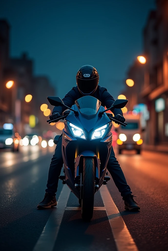 Bajaj pulsar n150 bike  on road night time