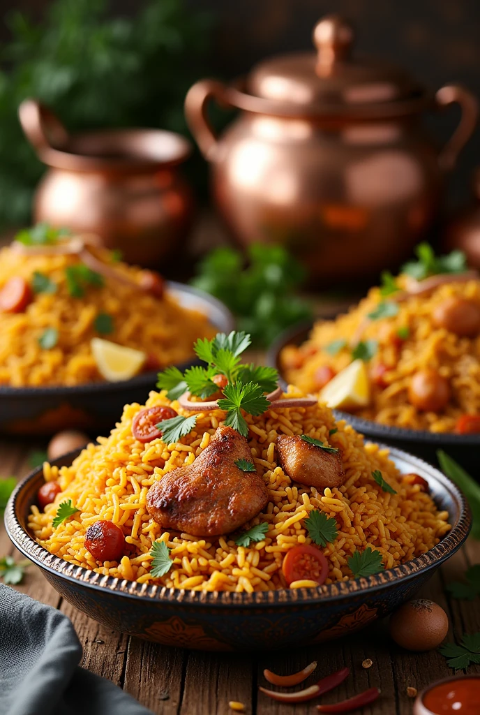 Creat on image for chicken biryani, motton biryani, veg biryani