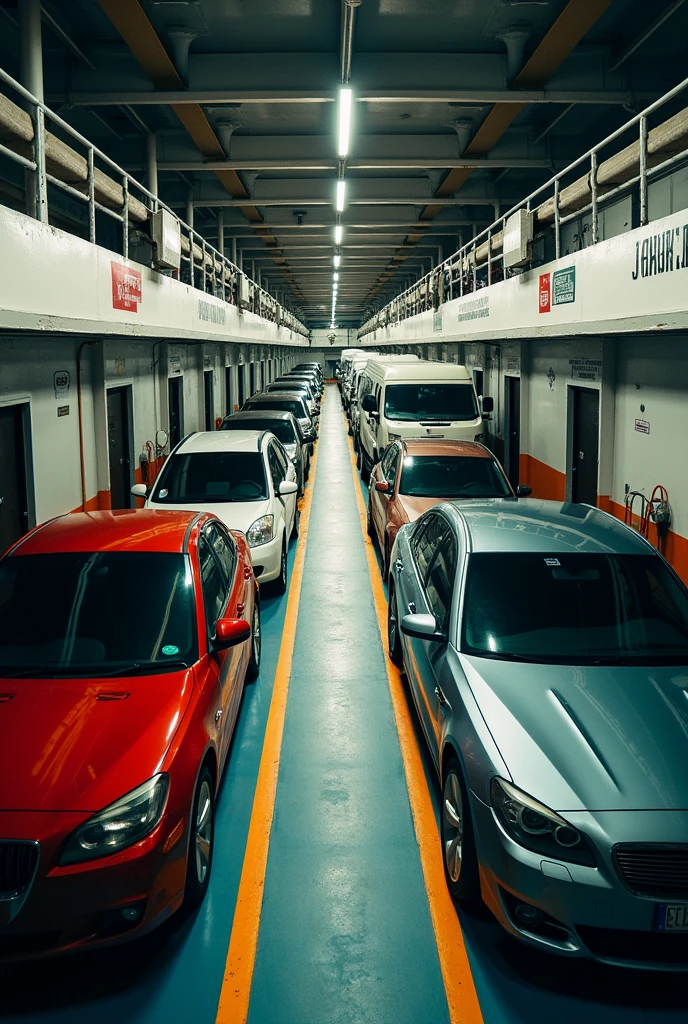 Car deck of the Cruise car ferry named MS Catbalogan that was inside the ship