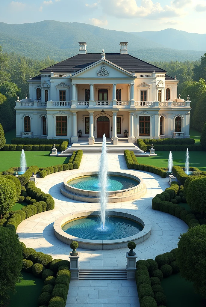 A cool iconic design mansion type mayor residency with gardens water fountains and large area