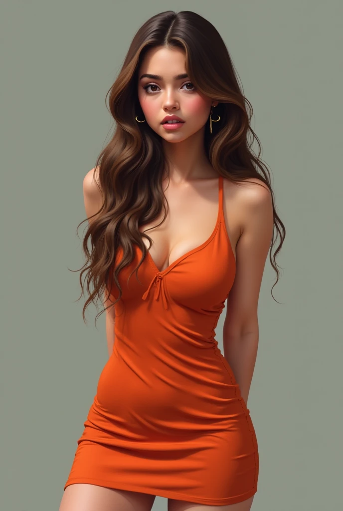 Ariana in a short dress and is embarrassed
