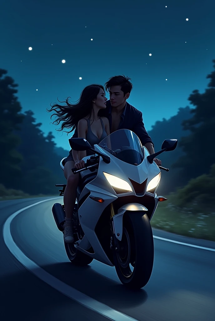 Lovers on spoorts
bike the road night time