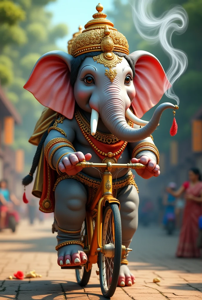 Dasara elephant going to cycle with agarbatti